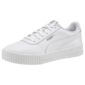 PUMA Carina leren sportschoenen voor Dames, Wit/Zilver, Maat 37,5