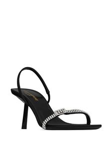 Saint Laurent Rendez-Vous 75 mm satijnen sandalen - Zwart