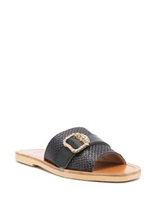 Nº21 crystal-embellished woven slides - Zwart