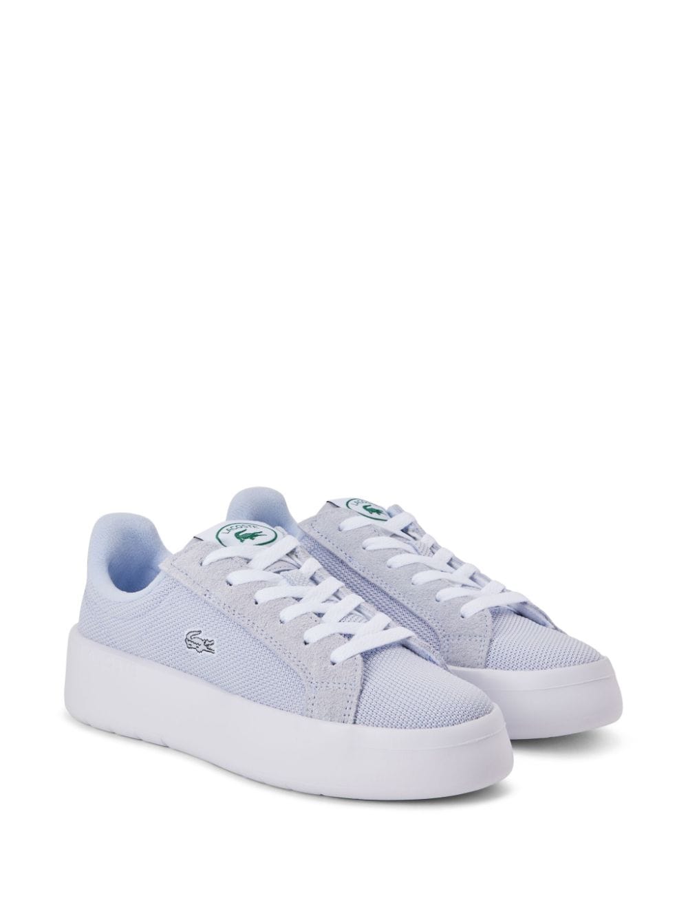Lacoste logo-embroidered lace-up sneakers - Blauw