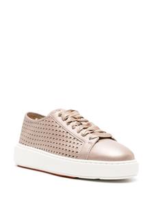 Santoni perforated leather sneakers - Beige