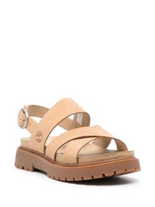 Timberland logo-debossed leather sandals - Beige
