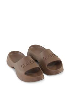 GANNI Slippers met plateauzool - Bruin