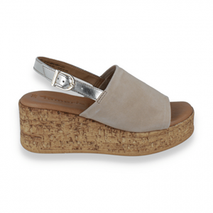 Tamaris Sandalen met sleehak in kurk