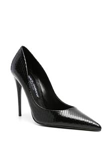 Dolce & Gabbana 100mm python-effect leather pumps - Zwart