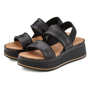 Lascana Plateausandaaltjes Zomerschuh, sandalen, bandjesandalen, open schoen, Sandalette van leer met modieus comfortabele plateausole