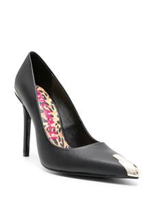 Just Cavalli 110mm leren pumps met metalen neus - Zwart