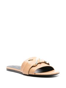 Proenza Schouler Leren slippers met monogram - Beige