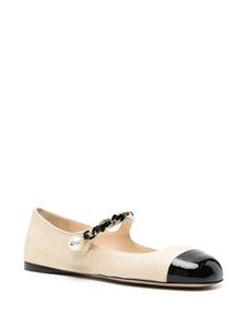 Miu Miu square-toe raffia ballerina shoes - Beige