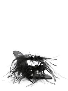 The Attico Judy 105mm feather-detail sandals - Zwart