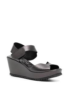 Pedro Garcia Fama 70mm leather wedge sandals - Zwart