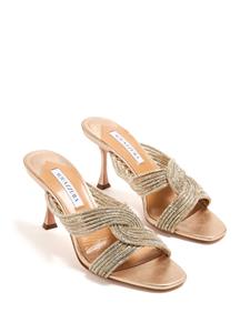 Aquazzura Gatsby 75mm embellished mules - Beige