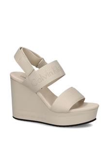 Calvin Klein Jeans logo-strap 110mm wedge sandals - Beige