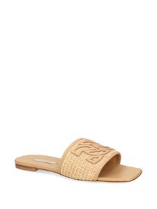 Casadei Portofino slippers van geweven raffia - Beige