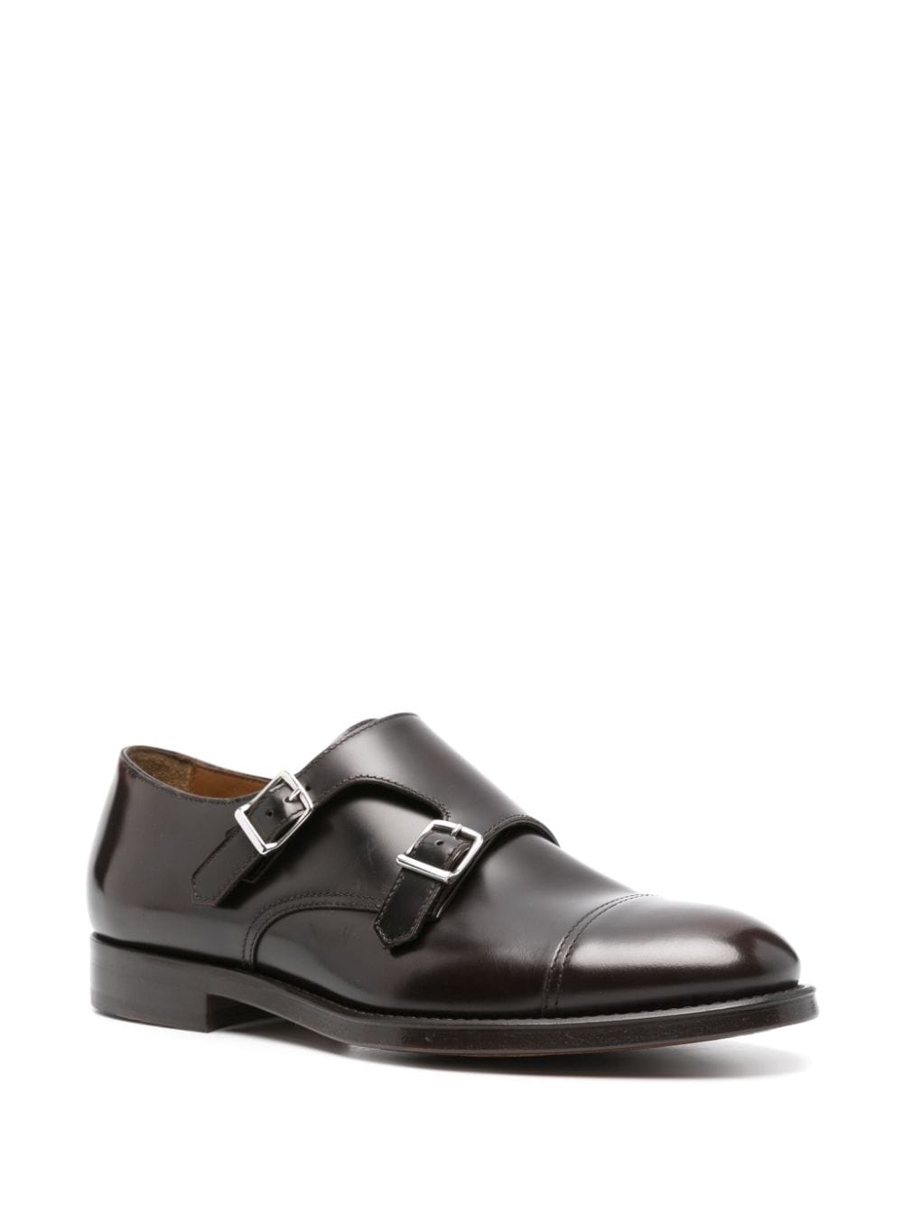 Doucal's double-buckle leather monk shoes - Bruin