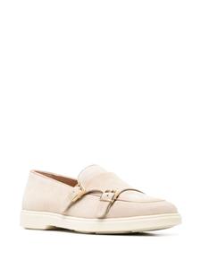 Santoni Suède loafers met dubbele gesp - Beige