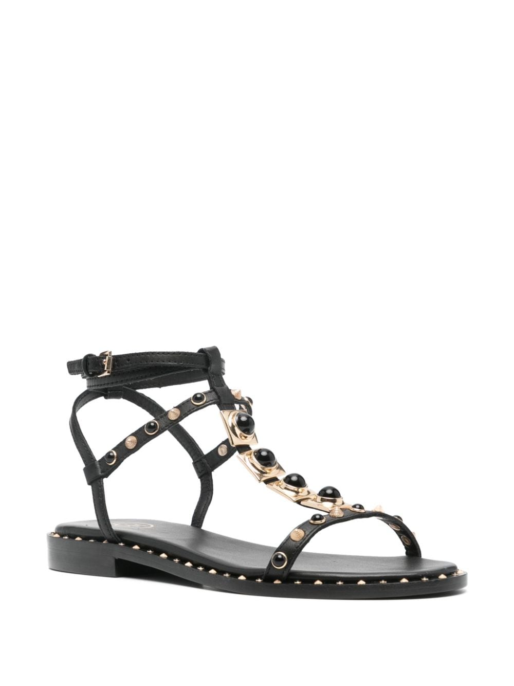 Ash bead-embellished leather sandals - Zwart