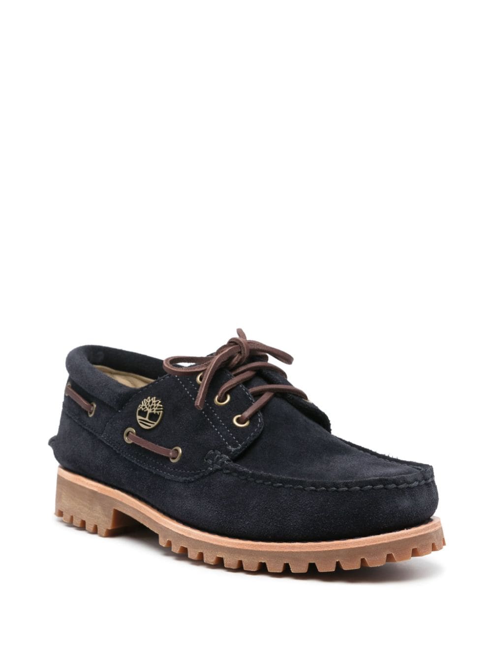 Timberland suede logo-plaque boat shoes - Blauw