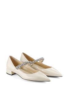 Jimmy Choo Bing crystal-strap ballerina shoes - Beige