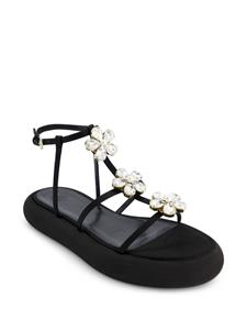 Giambattista Valli Sandalen met bloemapplicatie en plateauzool - Zwart