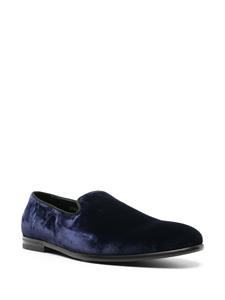 Doucal's almond-toe velvet loafers - Blauw