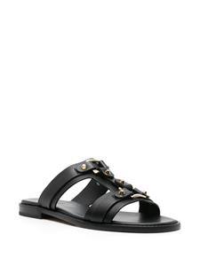 Doucal's strap-detailing leather slides - Zwart