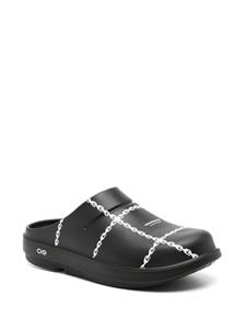 Undercover graphic-print platform clogs - Zwart