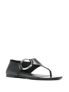 Saint Laurent ring leather flat sandals - Zwart