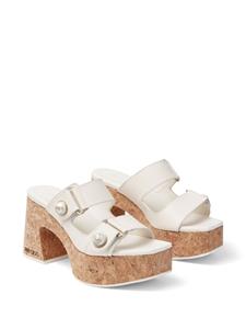 Jimmy Choo Fayence 95mm leather platform sandals - Wit