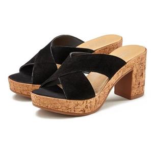 Lascana Slippers Mule, sandaal, open schoen van leer met sleehak