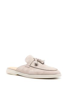 Scarosso Lucrezia tassel-detail suede mules - Beige