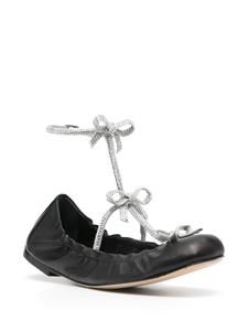 René Caovilla Caterina leather ballerina shoes - Zwart