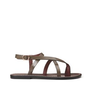 LA REDOUTE COLLECTIONS Sandalen met teenstuk en platte hak, in leer