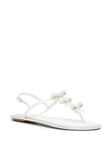 René Caovilla bow-appliqué leather sandals - Wit