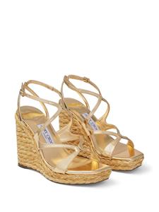 Jimmy Choo Ayla 110 mm raffia sandalen met sleehak - Goud