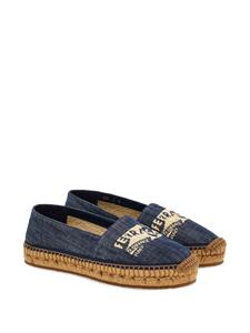 Ferragamo logo-embroidered denim espadrilles - Blauw