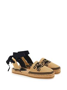 Ferragamo logo-embroidered raffia espadrilles - Beige