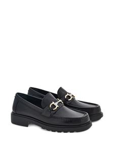 Ferragamo Leren loafers met gancini-plakkaat - Zwart