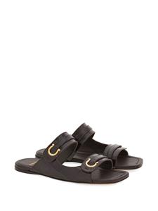 Ferragamo Gancini-plaque leather slides - Bruin