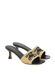 Ferragamo 55mm jacquard raffia mules - Beige