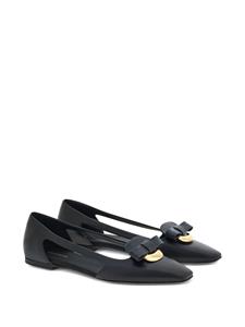 Ferragamo Drop Bow leren ballerina's - Zwart