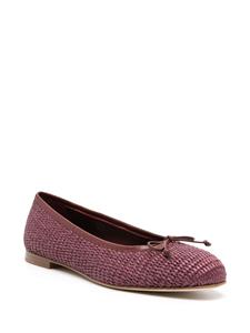 Manolo Blahnik Veralli woven-raffia ballerina shoes - Rood