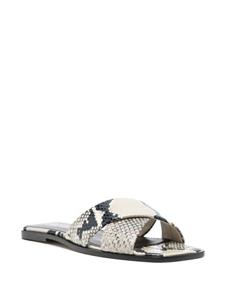 Paris Texas snakeskin-print leatther sandals - Beige