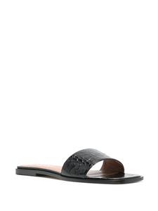 Paris Texas crocodile-effect leather sandals - Zwart