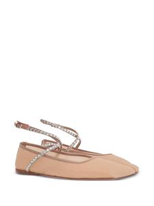 Amina Muaddi Ane crystal-embellished ballerina shoes - Beige