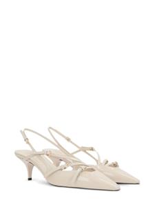 Miu Miu buckled patent slingback pumps - Beige