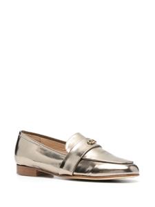 Casadei logo-plaque metallic loafers - Goud
