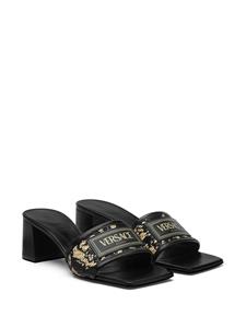 Versace Theia Barocco 55mm raffia muiltjes - Zwart
