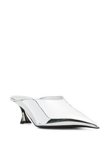 Mugler 55mm metallic leather mules - Zilver
