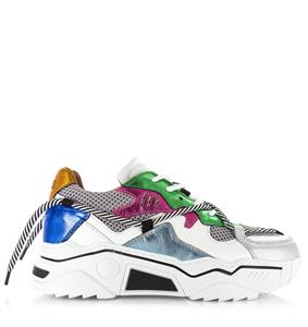 DWRS LABEL Jupiter | Lt.Grey/Multi Grijs Leer Lage sneakers Dames